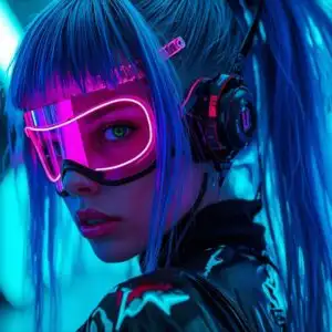 Cyberpunk Fashion Girl Neon Mask