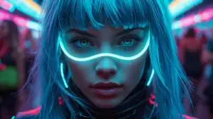 Cyberpunk Neon Eyes Girl