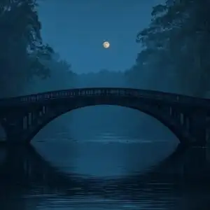 Dark Bridge Over Quiet Water