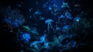 Deep Ocean Bioluminescence Creatures Light
