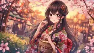 Elegant Girl Floral Yukata