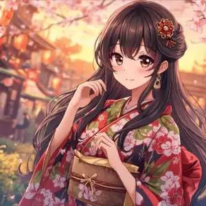 Elegant Girl Floral Yukata