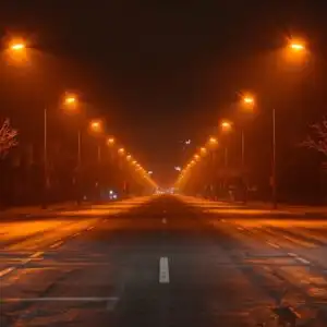 Empty Street Under Orange Light