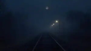 Fog Over Empty Train Tracks