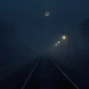 Fog Over Empty Train Tracks