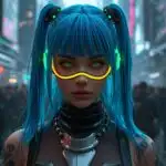 Futuristic Neon Girl Portrait