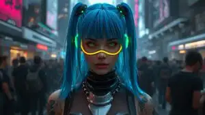 Futuristic Neon Girl Portrait
