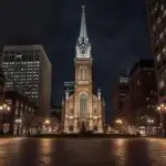 Gothic Church in the City at Night