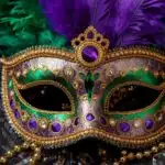 Mardi Gras Mask Feathers Purple Green Gold