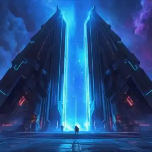 Massive Alien Megastructure Under Starry Sky