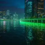 Neon Green Reflections on Water
