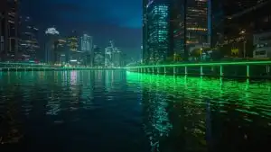 Neon Green Reflections on Water