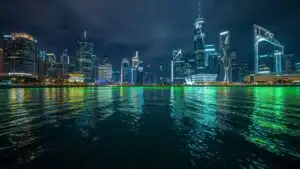 Neon Skyline Over the Water