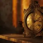 Old Clock on Dusty Shelf