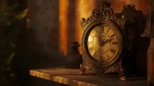 Old Clock on Dusty Shelf