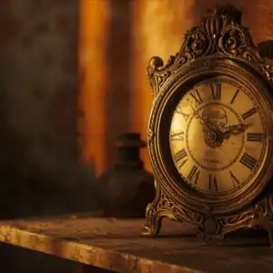 Old Clock on Dusty Shelf