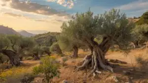 Old Olive Tree Field Ancient Gnarly Mediterranean
