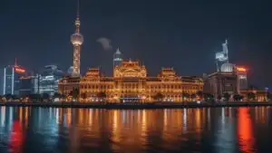 Shanghai Bund Night Skyline