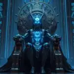 Sovereign AI Machine Throne With Blue Runes