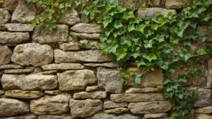 Stone Wall Overgrown Ivy Rustic Texture European