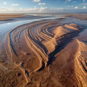 Tidal Flats Low Tide Sand Patterns Unique Abstract