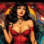 Vintage Pinball Backglass Art Illustration Bright Colors