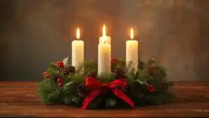 Advent Wreath with Four Lit Candles