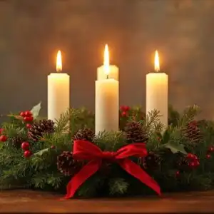 Advent Wreath with Four Lit Candles