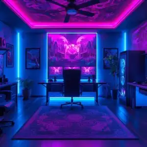 Blue and Purple RGB Gaming Room