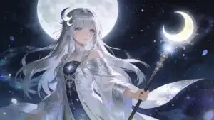 Celestial Moon Priestess Anime Girl