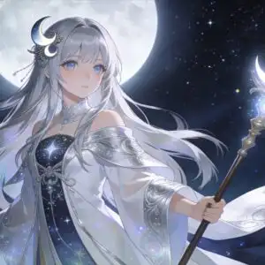 Celestial Moon Priestess Anime Girl