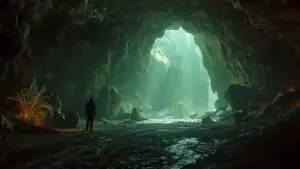 Cinematic Alien Planet Cave Exploration