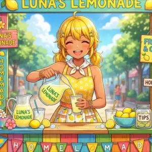 Cute Girl Lemonade Street