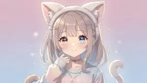 Cute Girl Wearing Oversized Cat Ears