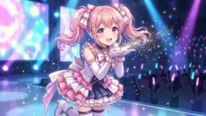 Cute Idol Girl Blowing Magic Sparkles