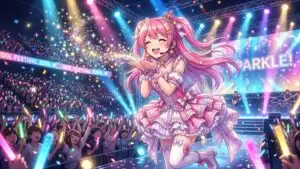 Cute Idol Girl Blowing Sparkles