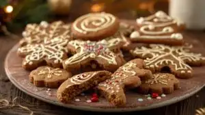 Freshly Baked Gingerbread Cookies with Icing Detail