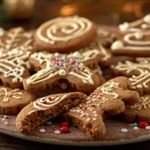 Freshly Baked Gingerbread Cookies with Icing Detail