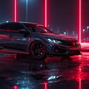 Honda Civic Type R Cyberpunk Street Lights