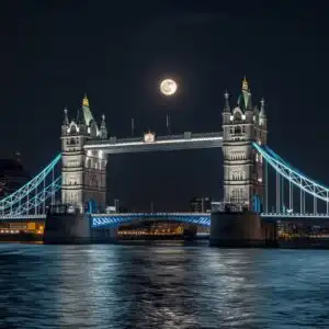 London Tower Bridge Full Moon Glow