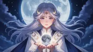 Lunar Sorceress with Crescent Moon Staff