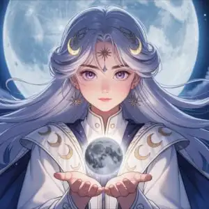 Lunar Sorceress with Crescent Moon Staff
