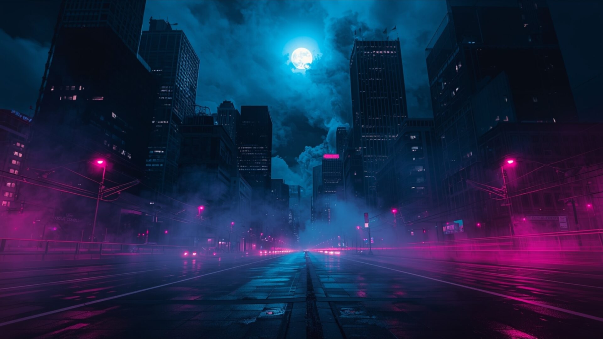 moonlight through city smoke wallpaper, dark & moody, city, dark, moon, night, smoke, tone, desktop, mobile, background
