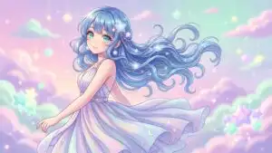 Pastel Starry Sky Anime Girl