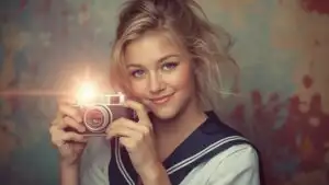 Retro Camera Flashbulb Bright Pop Effect Portrait