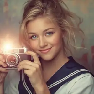 Retro Camera Flashbulb Bright Pop Effect Portrait