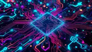 Abstract Electric Circuit Board Neon Glow