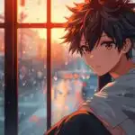 Anime Boy Sitting by Window Rainy Afternoon