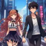 Anime Couple Holding Hands Crossing Street