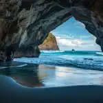 Coastal Cave Entrance Waves Tide Pool